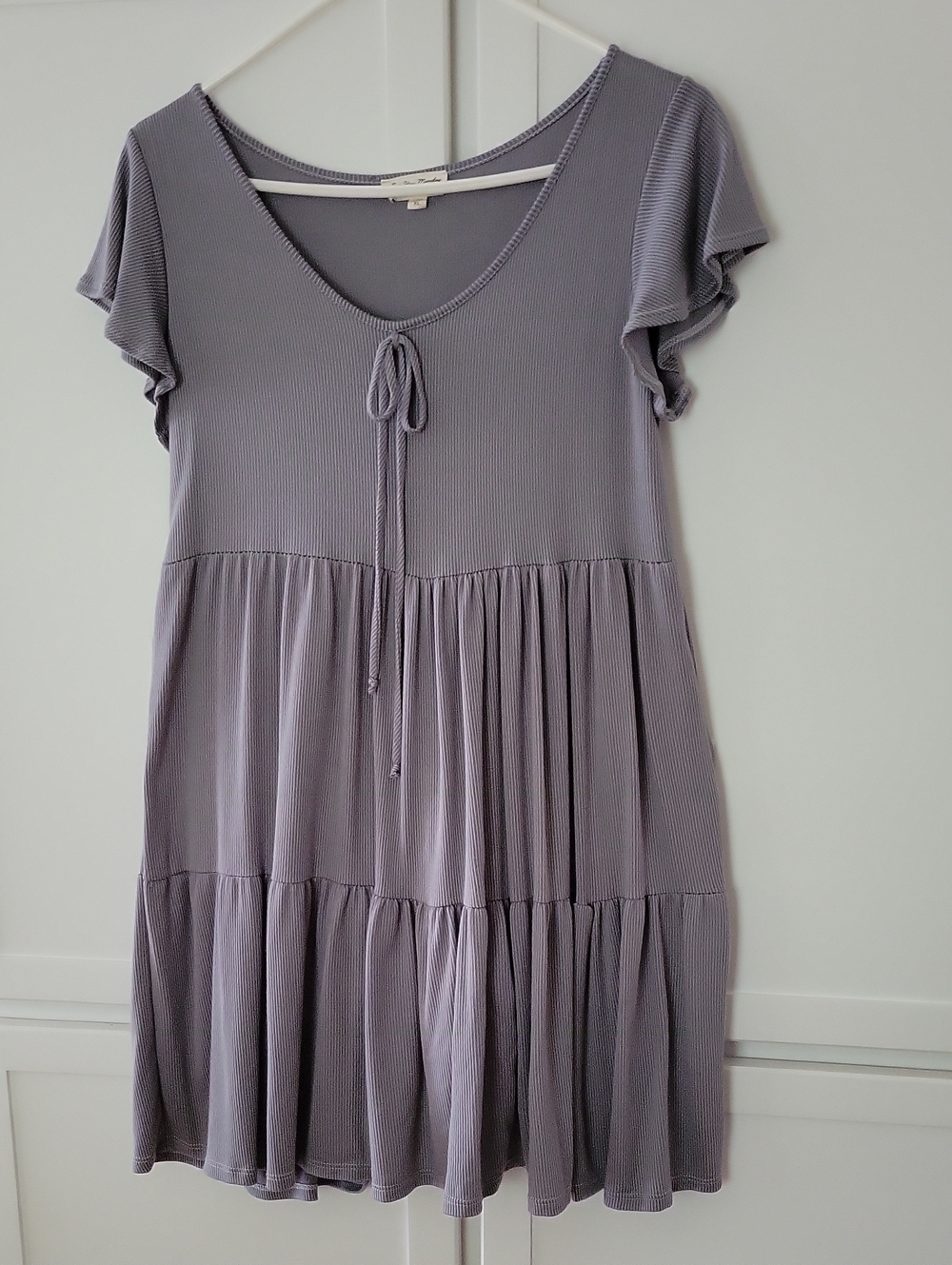 See You Monday Dusty Lavender Tiered Scoop-Neck Mini Dress